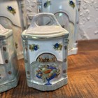 Antique White Block Jbls Germany Lusterware Canister Set Of  9 Pieces