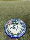 Unikat Polish Pottery M starzyk 2008 Peaceful Garden Octagon Shaped Covered Bowl