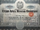 1912 Utah Apex Mining Company Stock Certificate  b21167  Utah
