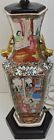 19th Cent Chinese Export Famille Rose Vase Lamp W Gilt Foo Dogs