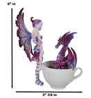 Amy Brown Angry Fairy With Purple Dragon Pet Tea Cup Statue Wake Up Dragon Fairy