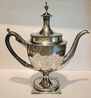 Antique  Coin Silver Teapot By New York Silversmith Jabez Halsey C 1790
