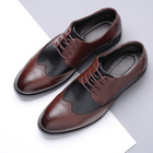 38-47 Lace Up Brogue Wing Tip Carved Formal Dress Men Faux Leather Wedding Shoes