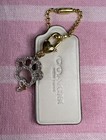Genuine Coach Chalk Cream Leather Bag Charm Key Chain Fob Hangtag Paw Charm New