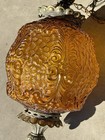 Mcm Vintage Mid Century Modern Amber Glass Hanging Swag Chain Lamp