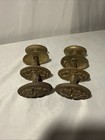 2 Vintage Heavy  Embossed Ornate Door Sets Brass Oval Doorknob   Rosettes