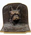 Pr  American Art Deco Solid Bronze French Bulldog Figural Bookends C  1930 s