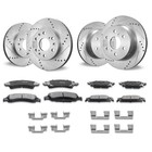 Drilled Slotted Front Rear Brake Rotors   Pads Kit For Chevy Gmc Truck