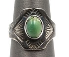 Vintage Fred Harvey Era Navajo Whirling Log Sterling Silver Turquoise 4 25 Ring