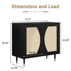 4ever2buy Rattan Buffet Cabinet Black Sideboard Console Table W storage