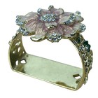 Papyrus Cherry Blossoms Napkin Rings Set Of 4 Peach Rhinestones Green Leaves
