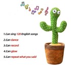 Dancing Cactus Repeat Talk Sing Glow Interactive Plush Toy For Kids  