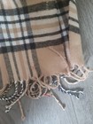 Woven Cashmere Plaid Rectangle Scarf For Women Beige Fringe Made In Scotland