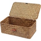 Handwoven Seagrass Storage Basket W  Lid Organizing Home Office Bathroom Kitchen