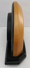 Bulova Wood Glass Round Vtg White Face 10x6x3in  Mantle Desk Clock Works Perfect