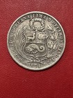 1874 Yj Peru Un Sol Silver Coin 90  25g 22 5g Asw
