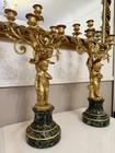 Antique 19th Century French Pair Cupid Cherub Bronze Marble Candelabra For Clock