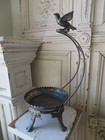 Exquisite Old Antique Silverplate  Footed Plateau Pedestal Holder W  Bird Above
