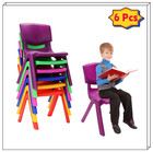 Stackable 6 Pcs School Chairs Kids Plastic Stack Chairs Toddler Chair Multicolor
