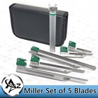 New Orignal Fiber Optic Laryngoscope Miller Set Of 5 Blade  handles Emt Anesthe