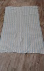 Handmade Crocheted knitted Light Blue   White Afghan throw blanket 60 x48    