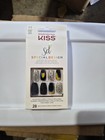 4 Boxes Kiss Special Design Glue-on Black Medium Length Rainbow Nails