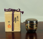             Fujiwara Shoji  b1964  Gold Makie Lacquered Natsume Tea Caddy With Box