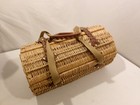 Vintage Picnic Time Barrel Wicker Picnic Basket  With Interior Components