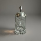 Vintage German Beer Stein Glass Crystal Engraved Etched Pewter Lid Stanley Mug