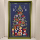 Vtg Christmas Tree Crewel Embroidery Heart Basket Candle Pumpkin Framed 1975 28 