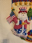New Finished Bucilla Christmas Stocking-santa Stars stripes- Handmade Felt Decor