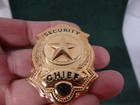 Gemsco Metal Security Officer Chief Badge Shield Shape Gold Star 2  X 1 75  New