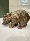 Hand Carved Wooden Bear Figurine Folk Art Rustic Cabin Decor Signed 1902