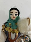 Vintage Ethnic Doll Numbered Yarn Head Scarf Gypsy Romania Costume Dress Folk