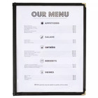 12 Pack 8 1 2  X 11  Black Vinyl Three Page Pocket Clear Restaurant Menu Cover 3