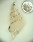24 16ct Hand Carved Rose Quartz Fantasy Shape Sterling Silver Pendant