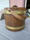 Vintage 11 X10 Large Antique Primitive Firkin Wooden Sugar Bucket Barrel Brown