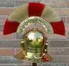 Medieval Knight Roman Centurion Helmet With Red   Gold Plume Decorative Handmade