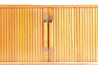 Mid Century Danish Modern Tambour Teak Vhs Holder Storage Rack Case Rolling Door
