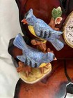 Vintage Lacquered 22 x15 1 2 x8    Wood Mantle Clock With Blue Jays One Of A Kind