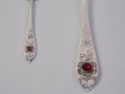 2 Vtg Rlb 800 Silver Friesian Spoons Red Stones Wedding Engagement 10  And 5 5 