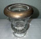 Vintage Sterling Silver Rim Glass Urn Toothpick Cigarette Holder Lions Head