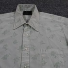 Vintage Sears Shirt Men 17 White Floral 60s 70s Button Up Stamp Stencil 12851