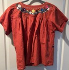 Womens Yzxdorwj Red Embroidered Mexican Style Peasant Top Cotton Medium large