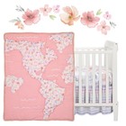 Lambs   Ivy Girls Rule The World Pink Floral 4-piece Baby Crib Bedding Set