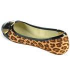 Alpine Swiss Daphne Womens Cheetah Ballet Flats Faux Patent Leather Buckle Shoes