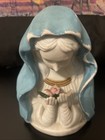 Vintage Madonna Mother Mary Night Light Dresser Lamp Blue Veil Praying Pink Rose