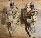 2 Antique Wall Sconce Light Fixtures metal  Original Paint art Deco nouveau
