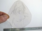 Vtg 1960s 1970s Tattoo Flash Acetate Stencil Topless Girl Wmn1