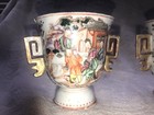 Antique 18th 19th C Chinese Export Rose Mandarin Porcelain Cups - Blank Bases 